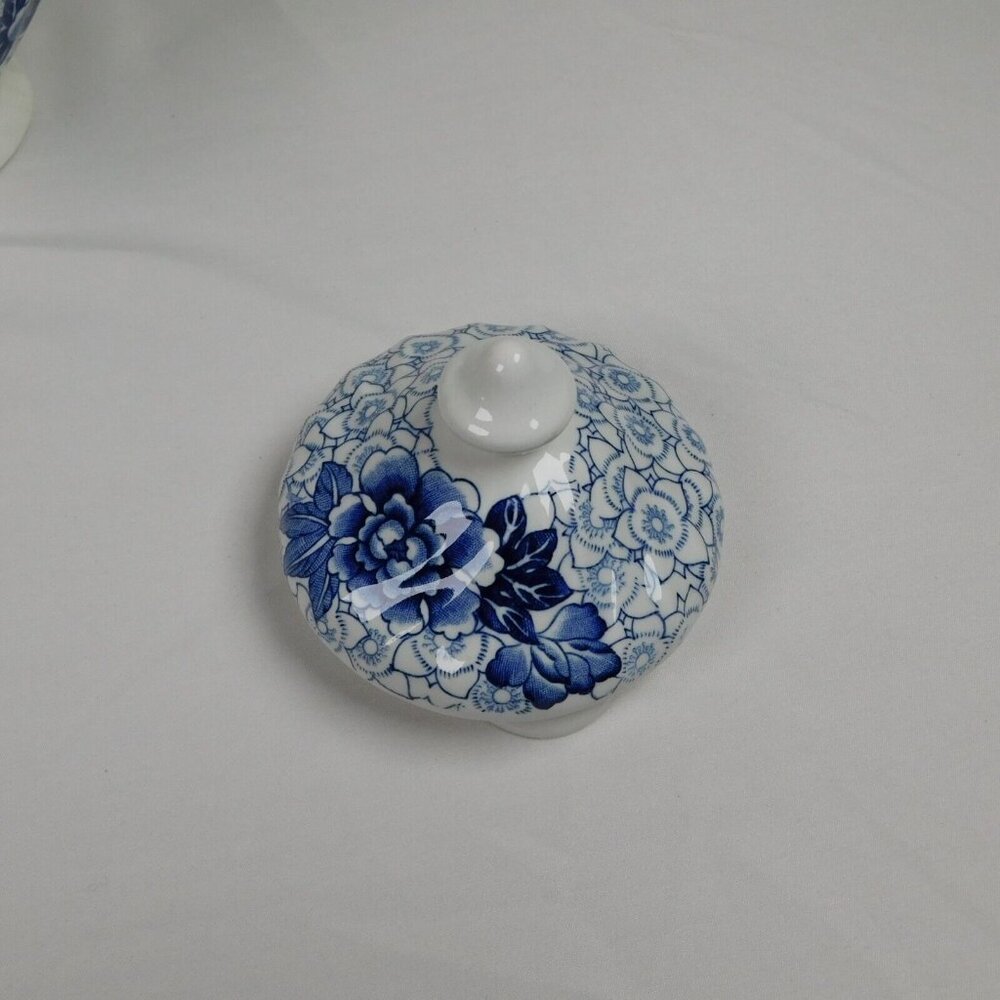 Johnson Brothers Lotus Blue Fine China Floral Swirl Rim Teapot Lid Vintage 1979 - Picture 5 of 12